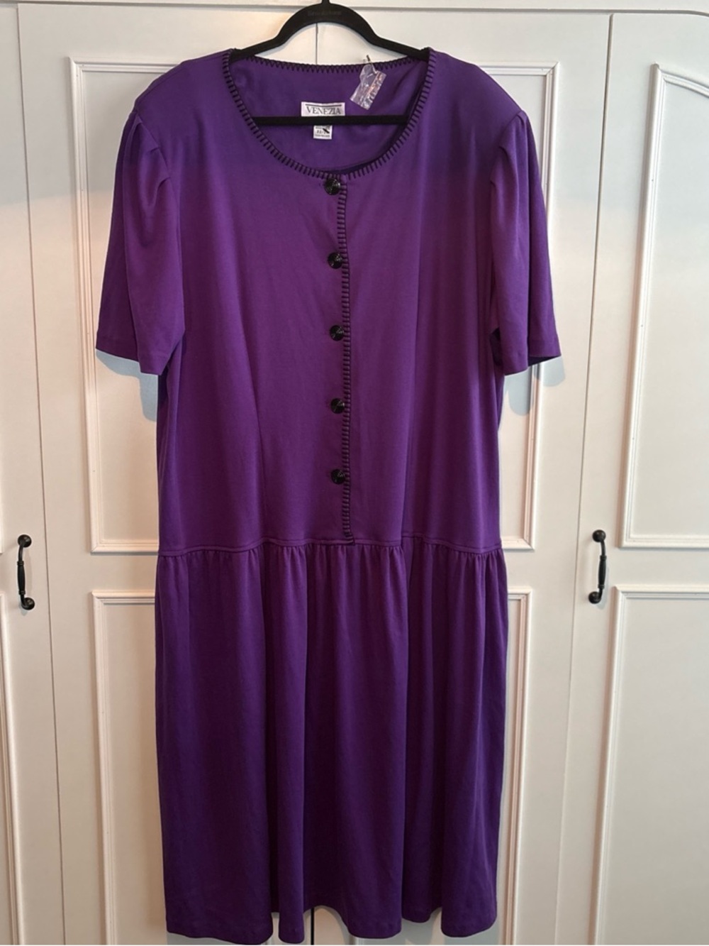 Venezia Deep Purple Button-Front Maxi drop waist Dress